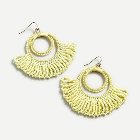 💛 NEW J. Crew Vivid Yellow Beaded Hoop Earrings - Picture 4 of 4
